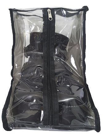 Organizador Protetor De Botas Transparente Viés Preto Cano Curto 28x20x28cm