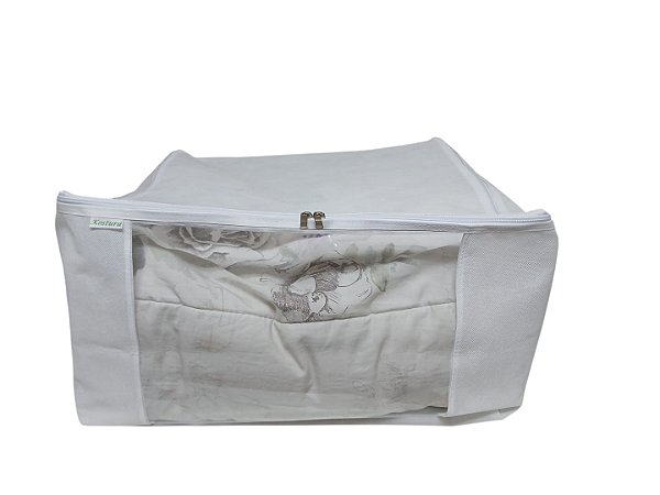 Organizador Protetor Edredon Tnt Com Visor Transparente Branco 50x50x28cm