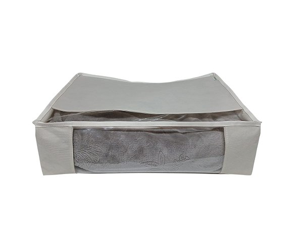 Organizador Protetor Manta Tnt Com Visor Transparente Marfim 40x50x14cm