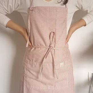 Avental listrado rosa