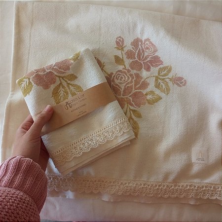 Pano de Prato 45x70 rosa grande