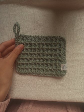 Descanso de panela waffle em crochê verde claro