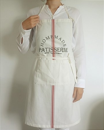 Avental com listra grain sack vermelho