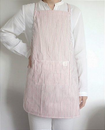 Avental branco listrado Cross back ajustável