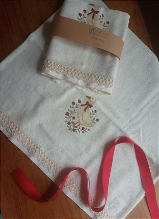 Pano de Prato 45x70 ganso com lacinho