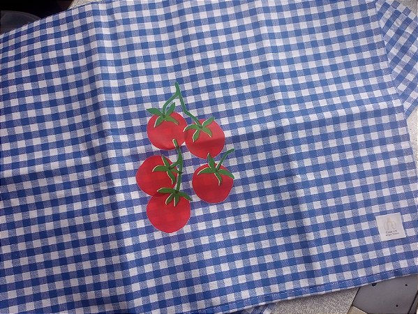 Pano de Prato 45x65 xadrez tomates