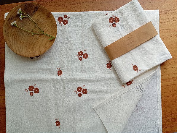 Pano de Prato floral marrom