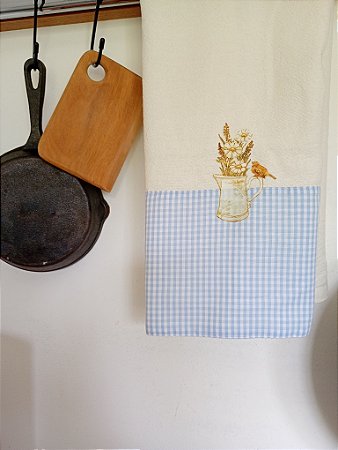 Pano de Prato passarinho azul