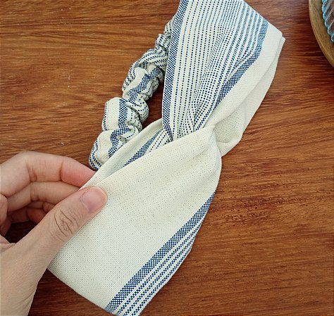Faixa para cabelo listrada azul