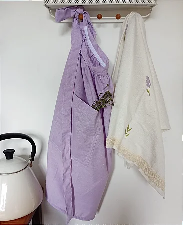Kit avental de cintura + pano de prato lavanda