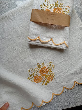 Pano de Prato 45x70 rosas barra bordada