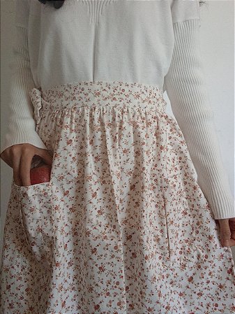 Avental de cintura franzido floral de outono