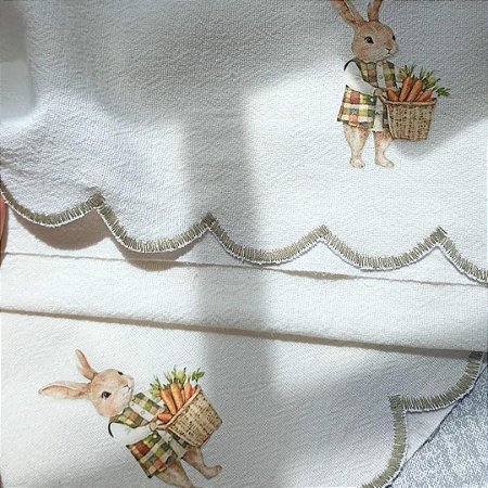 Pano de Prato 45x70 coelhinho barra bordada