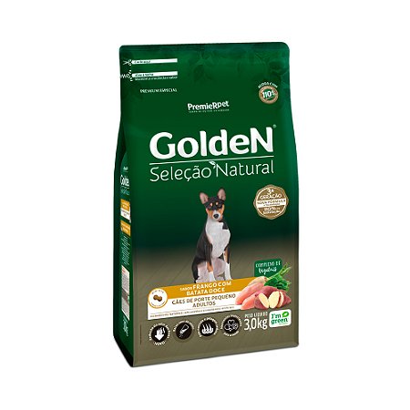 GOLDEN SELECAO NATURAL CAES ADULTOS PORTE PEQUENO FRANGO COM BATATA DOCE 3KG