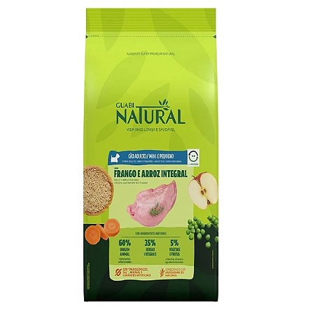 GUABI NATURAL CÃES ADULTOS MINI E PEQUENO FRANGO E ARROZ INTEGRAL 1 KG