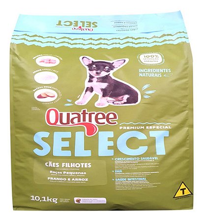 QUATREE SELECT FILHOTES RAÇAS PEQUENAS FRANGO E ARROZ 3KG