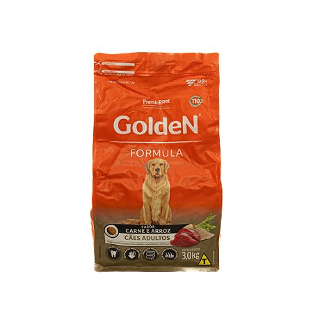 Ração Golden Fórmula Cães Adultos Carne e Arroz 3kg – Nutrição Premium e Alta Digestibilidade