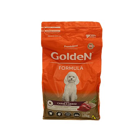 Ração Golden Fórmula Mini Bits Cães Adultos Raças Pequenas Carne e Arroz 3kg – Alta Digestibilidade e Grãos Pequenos