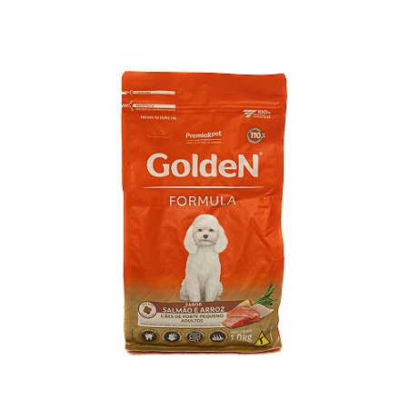 Ração Golden Fórmula Mini Bits Cães Adultos Salmão e Arroz 1kg – Grãos Pequenos e Alta Digestibilidade