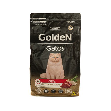 Ração Golden Gatos Adultos Carne 3kg – Nutrição Completa e Alta Palatabilidade