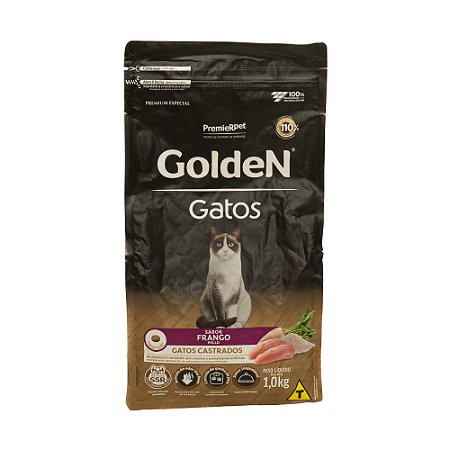Ração Golden Gatos Castrados Frango 1kg – Controle de Peso e Saúde Urinária