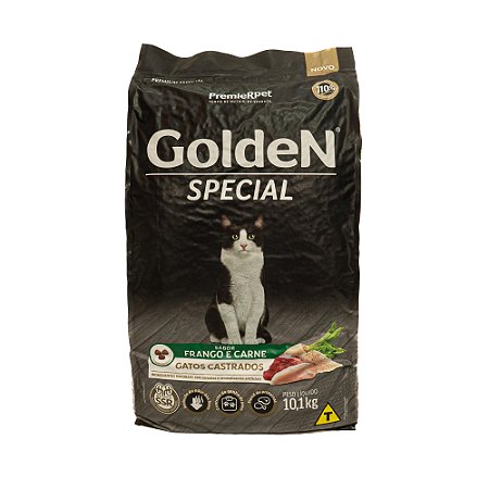 Ração Golden Special Gatos Castrados Frango e Carne 10,1kg – Saúde Urinária e Controle de Peso