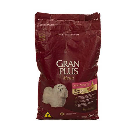Ração GranPlus Menu Adulto Mini Frango & Arroz 3kg – Nutrição Premium para Cães de Porte Pequeno