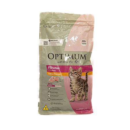 Ração Optimum Gatos Filhotes Frango 1kg – Crescimento Saudável com DHA e Alta Palatabilidade