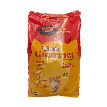 Ração Quatree Gourmet Gatos Adultos Carne 3kg – Nutrição Completa e Alta Palatabilidade