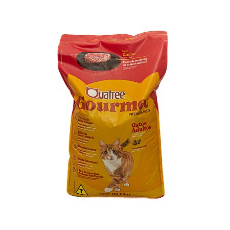 Ração Quatree Gourmet Gatos Adultos Carne 10,1kg – Nutrição Premium e Alta Palatabilidade