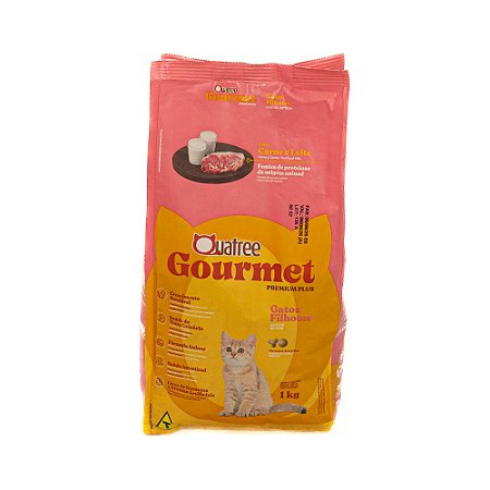 Quatree Gourmet Gatos Filhotes Carne & Leite 1kg | Ração Premium