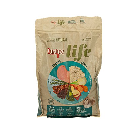 Quatree Life Cães Adultos Raças Pequenas Frango & Arroz 3kg | Ração Premium