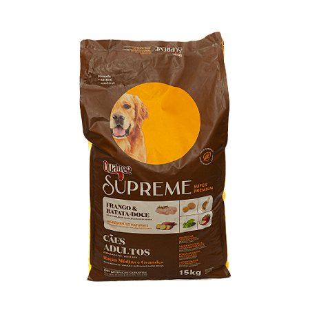 Quatree Supreme Cães Adultos Raças Médias e Grandes Frango & Batata Doce 15kg | Ração Super Premium