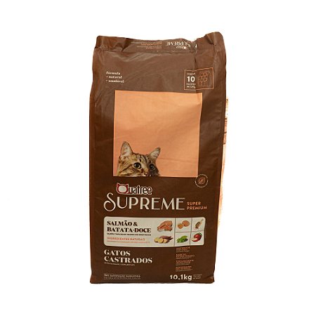 Quatree Supreme Gatos Castrados Salmão & Batata Doce 10,1kg | Ração Super Premium