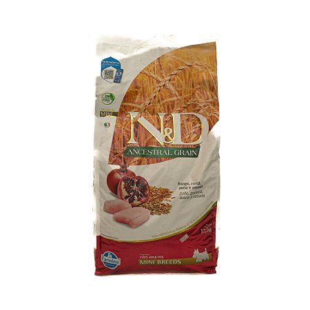 Farmina N&D Ancestral Grain Raças Pequenas Frango & Romã 10,1kg | Ração Super Premium