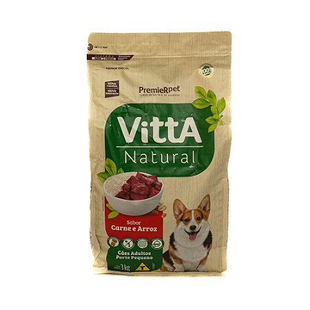 Vitta Natural Cães Adultos Raças Pequenas Carne 3kg | Ração Premium