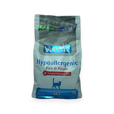 Ração Farmina Vet Life Hypoallergenic Pork & Potato para Gatos - 2kg