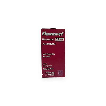 Anti-inflamatório Flamavet Meloxicam 0,2 mg Agener União para Gatos - 10 Comprimidos