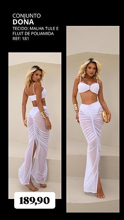 Conjunto de Saia Longa e Cropped Tule Cancún