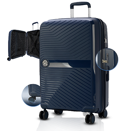 Mala Grande 32kg Polipropileno Expansiva 360º Granada Azul
