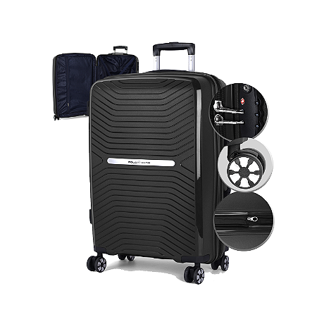 Mala Antifurto Pequena Bordo 10kg Tulum Preto