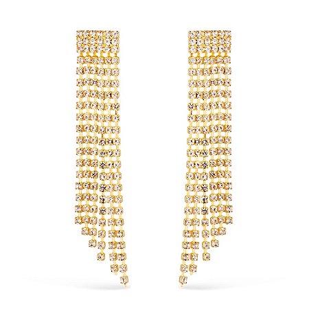 Brinco Dourado de Luxo com 123 Pedras de Strass