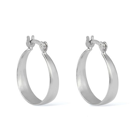 Brinco Prateado de Argola Média Lisa Chapada