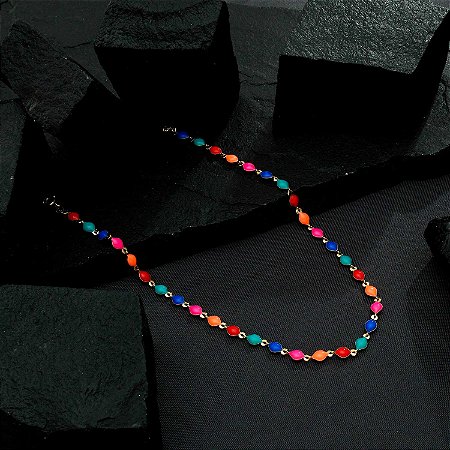 Chocker Dourada Colorida com Extensor