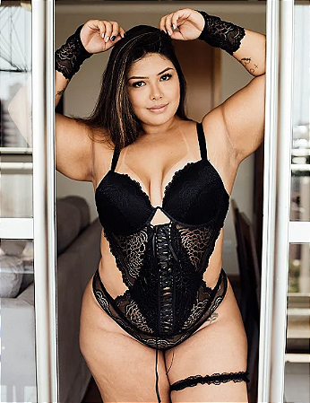 ESPARTILHO BODY PLUS SIZE (ACOMPANHA LUVAS E PERSEX) PRETO TAM 54