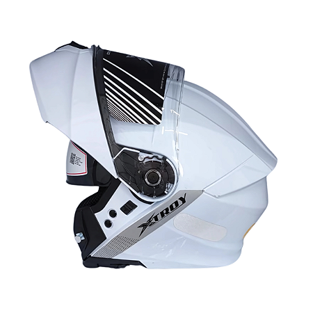 Capacete EBF XTroy Solid Shine Articulado Branco Com Óculos Interno
