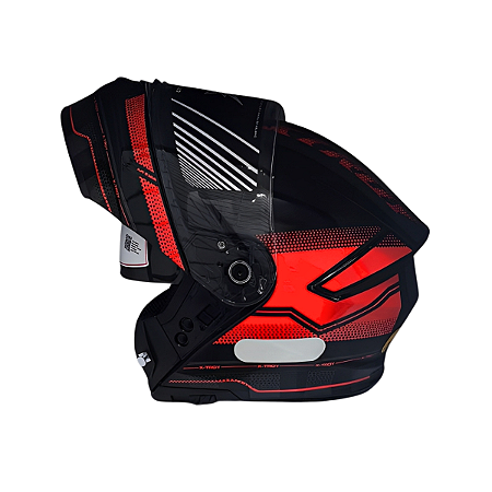 Capacete EBF XTroy MSV GTR Articulado Preto / Vermelho Com Óculos Interno