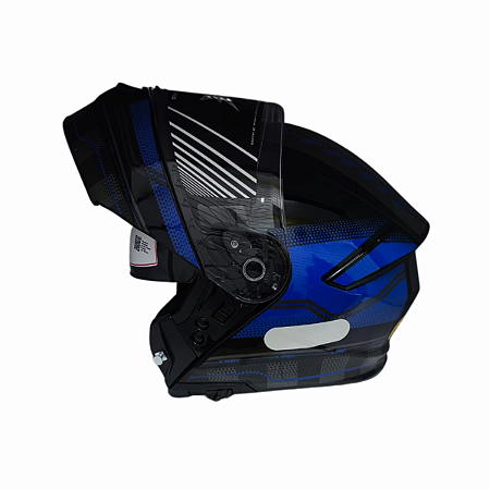 Capacete EBF XTroy Articulado MSV GTR Preto / Azul Com Óculos Interno