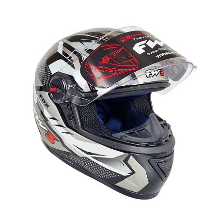 Capacete FW3 GTN Fox Grafite Sem Óculos