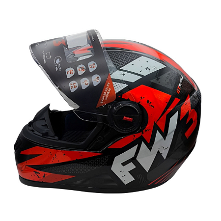 Capacete FW3 Gtn Speed Preto/Vermelho